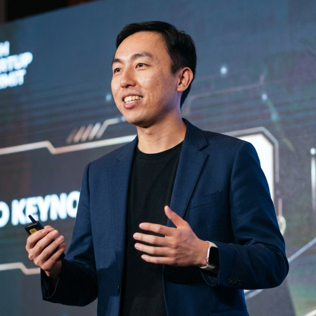 Ricky Chong speaking on stage